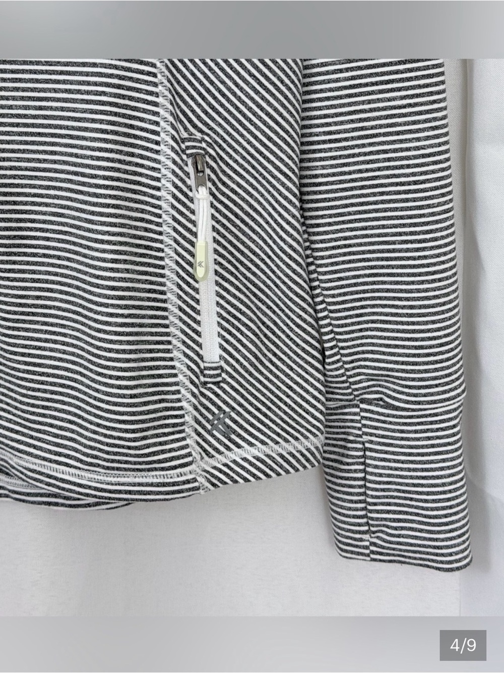 KYODAN Yoga Jacket Gray White Stripe Size XL Womens Hooded Full Zip - Picture 5 of 8